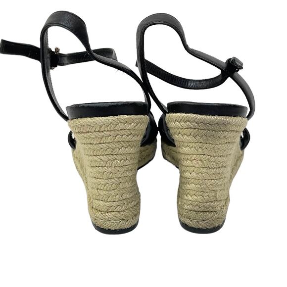 Cole Haan x Nike Air Women Sz 10 Black Leather Strappy Espadrille Wedge Sandals - Picture 3 of 9
